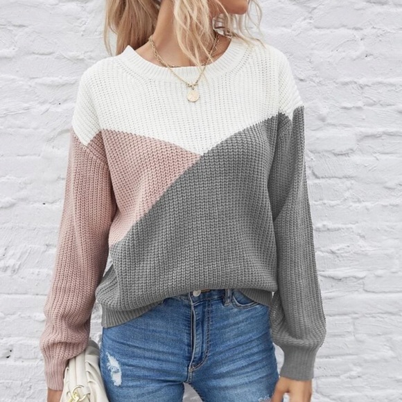 SHEIN Sweaters - Color Block Drop Shoulder Sweater